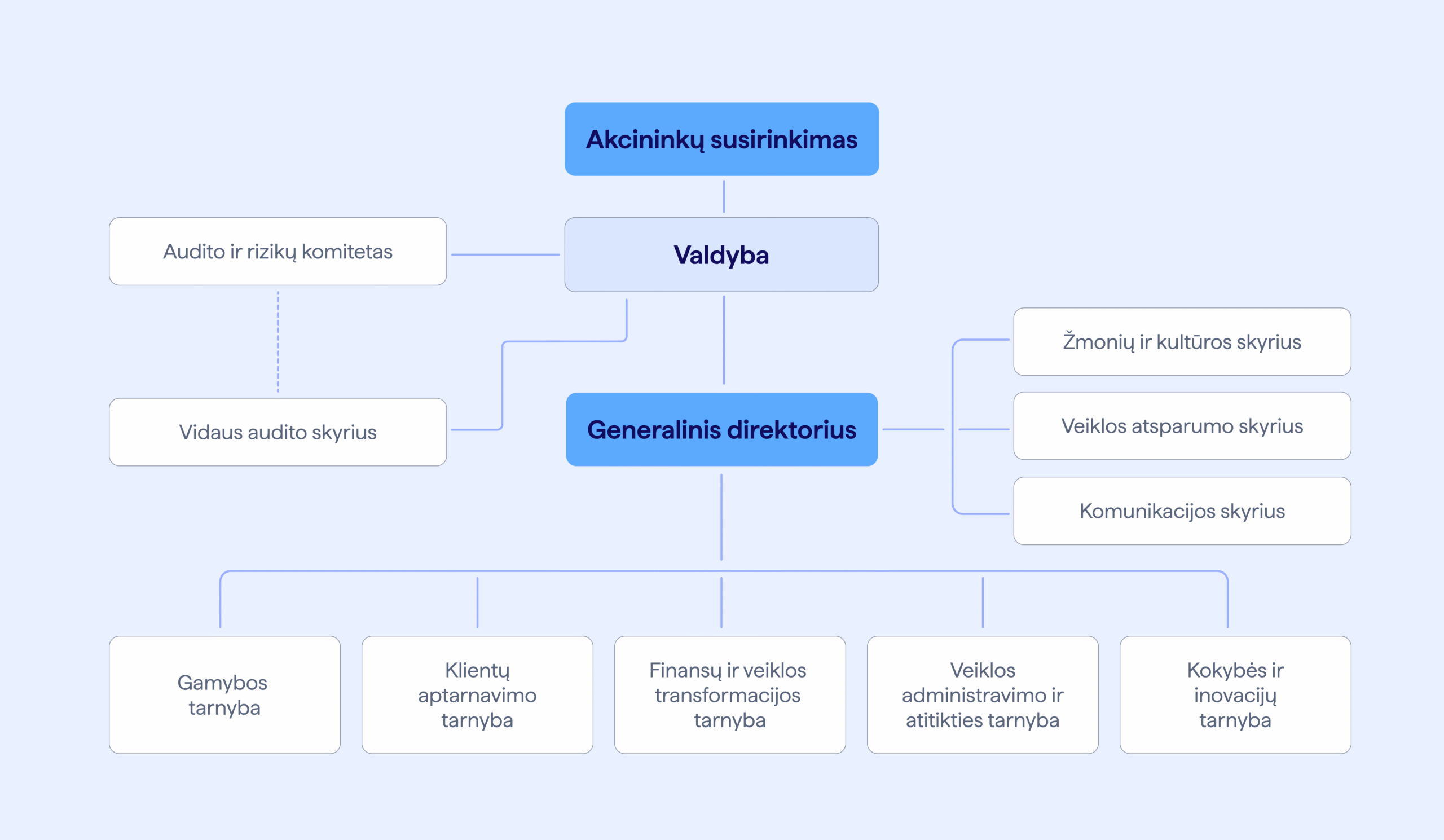 „Vilniaus vandenų“ valdymo struktūros schema